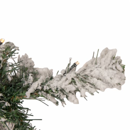Northlight 2' Pre-Lit Medium Flocked Bristol Pine Artificial Christmas Tree - Warm Clear LED Perspective: back