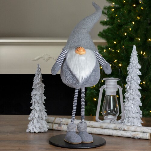 Northlight 42 Gray and White Adjustable Height Chubby Smirking Gnome Perspective: back