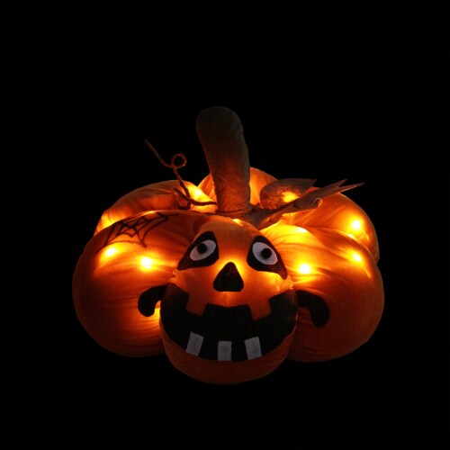 Northlight 15 Orange LED Lighted Plush Jack-o-Lantern Pumpkin Halloween Decoration Perspective: back