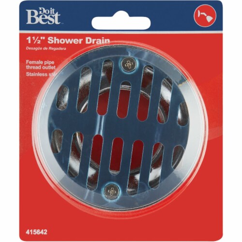 Do it 1-1/2 In. Cast Brass Shower Drain with 3-1/2 In. Stainless Steel Strainer Perspective: back
