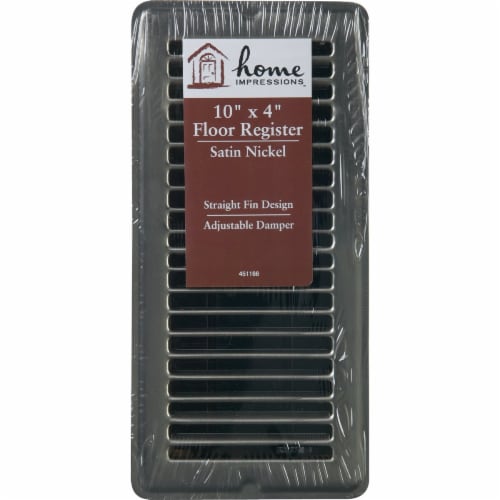 Home Impressions 4 In. x 10 In. Satin Nickel Steel Floor Register 1FL0410SN-NH Perspective: back
