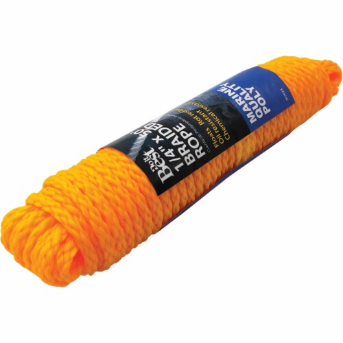 Do it Best 1/4 In. x 50 Ft. Yellow Braided Polypropylene Packaged Rope 707023 Perspective: back