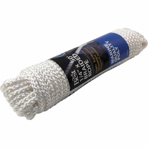 Do it Best 1/4 In. x 50 Ft. White Solid Braided Polypropylene Packaged Rope Perspective: back