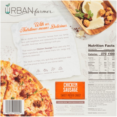 URBAN farmer Sweet Potato Crust Chicken Sausage Frozen Pizza Perspective: back