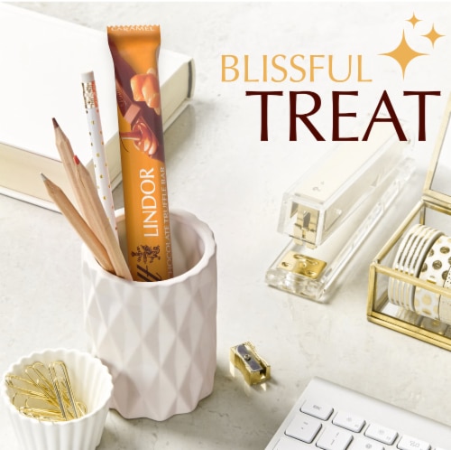 Lindt LINDOR Caramel Milk Chocolate Truffle Candy Stick Perspective: back