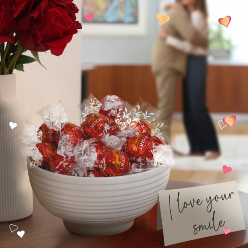 Lindt LINDOR Valentine's Day Milk Chocolate Candy Truffles Bag Perspective: back