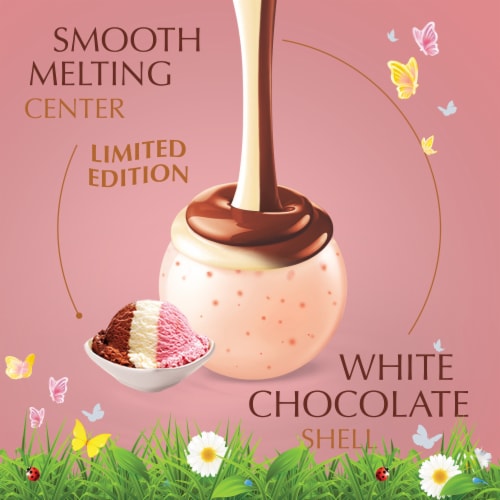 Lindt LINDOR Neapolitan White Chocolate Easter Candy Truffles Bag Perspective: back