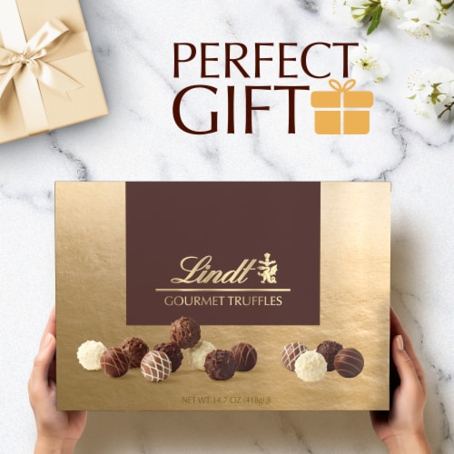 Lindt Gourmet Truffles Assorted Chocolate Candy Gift Box Perspective: back