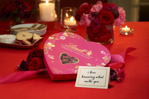 Lindt Valentine's Classic Heart Assorted Gourmet Chocolate Candy Truffles Gift Box Perspective: back