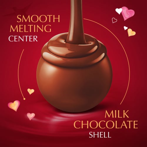 Lindt LINDOR Valentine's Milk Chocolate Candy Truffles Teacher Apple Gift Box Perspective: back