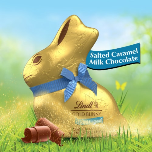 Lindt GOLD BUNNY Salted Caramel Milk Chocolate Easter Candy Hollow Bunny Perspective: back