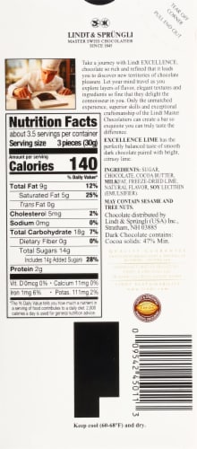 Lindt Excellence Lime Dark Chocolate Bar Perspective: back
