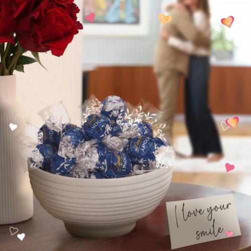 Lindt LINDOR Dark Chocolate Candy Truffles Valentine's Day Chocolate Bag Perspective: back