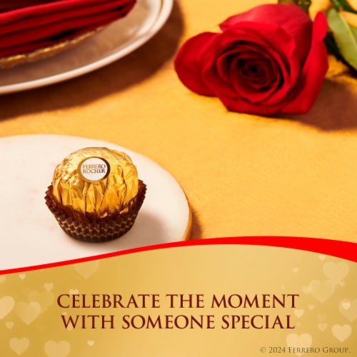 Ferrero Rocher Gourmet Hazelnut Milk Chocolate, Candy Gift Box Perspective: back