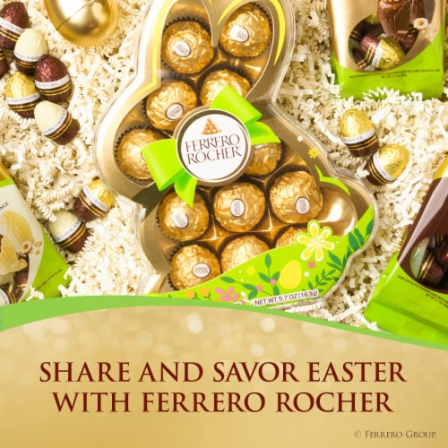 Ferrero Rocher Premium Gourmet Chocolate Individually Wrapped Easter Candy in Bunny-Shaped Box Perspective: back