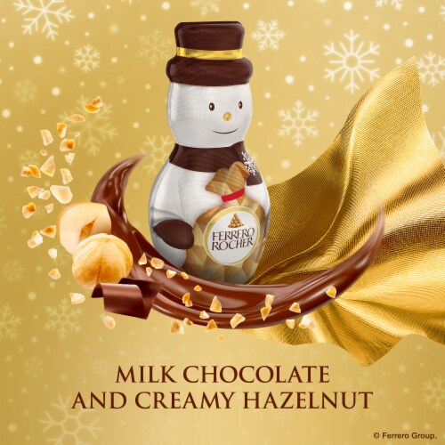 Ferrero Rocher Hollow Snowman Premium Gourmet Milk Chocolate Hazelnut Luxury Chocolate Holiday Gift Perspective: back