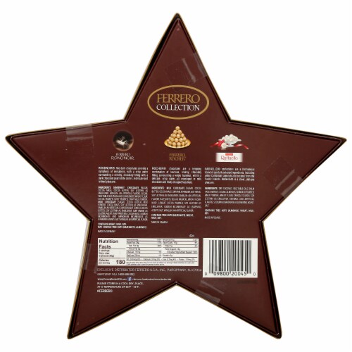 Ferrero Rocher Holiday Collection Fine Assorted Chocolate Confections Star Gift Box Perspective: back