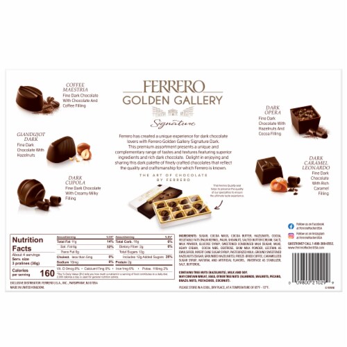 Ferrero Holiday Golden Gallery Signature Dark Edition Fine Assorted Chocolates Perspective: back
