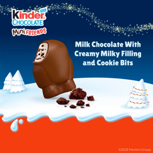 Kinder Chocolate Mini Friends Milk Chocolate with Creamy Milky Filling and Cookie Bits Holiday Candy Perspective: back