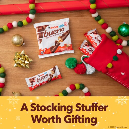 Kinder Bueno Milk Chocolate And Hazelnut Cream Bars for Holiday Gifts And Stocking Stuffers Perspective: back