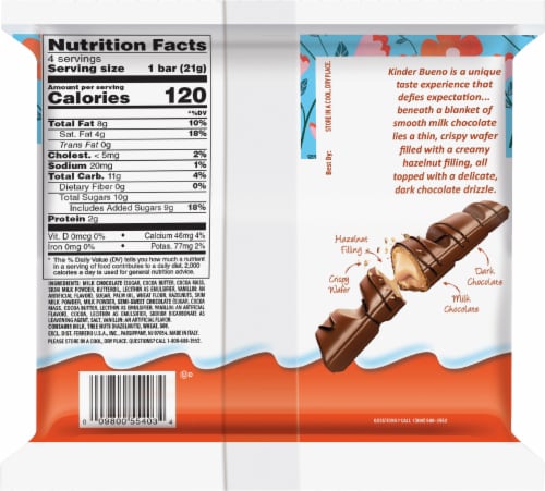 Kinder Bueno Crispy Creamy Nut Chocolate Bar Easter Candy Perspective: back