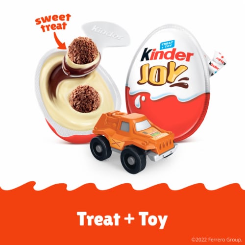 Kinder Joy Eggs, Treat Plus Toy, Sweet Cream and Chocolatey Wafers Perspective: back