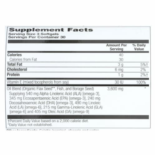 Health From the Sun Omega 3-6-9 the Total EFA 1200 mg Softgels Perspective: back