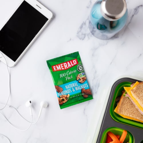 Emerald® 100 Calorie Packs Unsalted Almonds & Walnuts Perspective: back