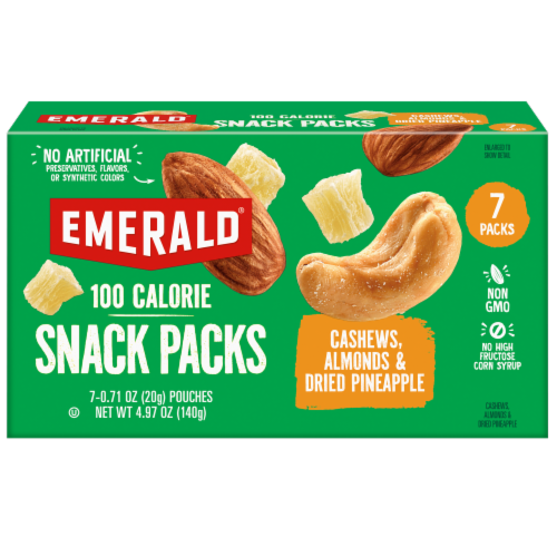 Emerald® Cashews & Almonds with Dried Pineapple Snack Packs Perspective: back