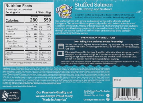 Quality Foods Stuffed Salmon With Shrimp And Seafood Perspective: back