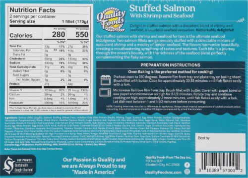 Quality Foods Stuffed Salmon With Shrimp And Seafood Perspective: back