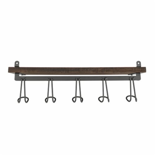 Spectrum Vintage 5-Hook Wall Mount Shelf - Wood Perspective: back