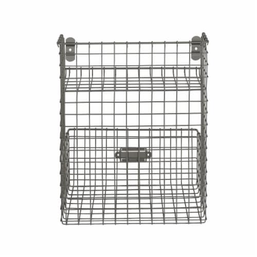 Spectrum Vintage Storage Bin with Shelf Wall Mount - Gray Perspective: back