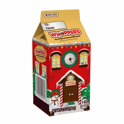WHOPPERS Malted Milk Balls Christmas Candy Carton Perspective: back
