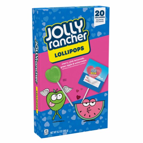 JOLLY RANCHER Assorted Fruit Flavored Valentine Lollipops Box Perspective: back