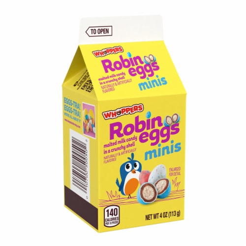 WHOPPERS Robin Eggs Minis Malted Milk Balls Easter Candy Carton Perspective: back