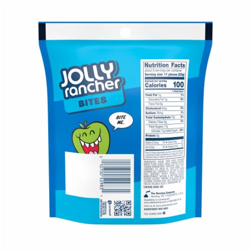JOLLY RANCHER Bites Assorted Green Apple and Watermelon Flavored Chewy Candy Resealable Bag Perspective: back