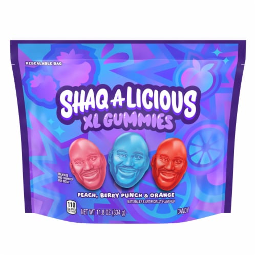 SHAQ-A-LICIOUS XL GUMMIES Original Flavor Chewy Candy Bag Perspective: back