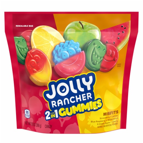 JOLLY RANCHER Gummies Misfits 2-in-1 Fruit Flavored Candy Bag Perspective: back