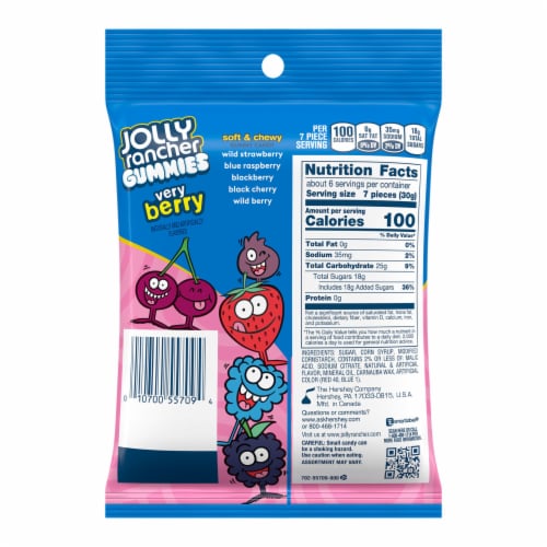JOLLY RANCHER Gummies Very Berry Fruit Flavored Candy Bag Perspective: back