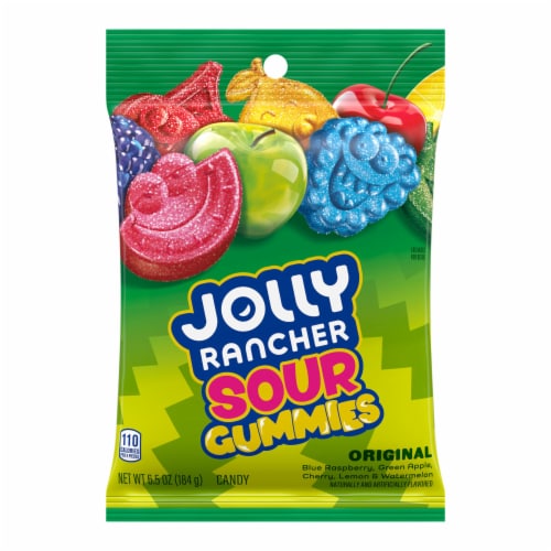 JOLLY RANCHER Sour Gummies Assorted Fruit Flavored Candy Bag Perspective: back