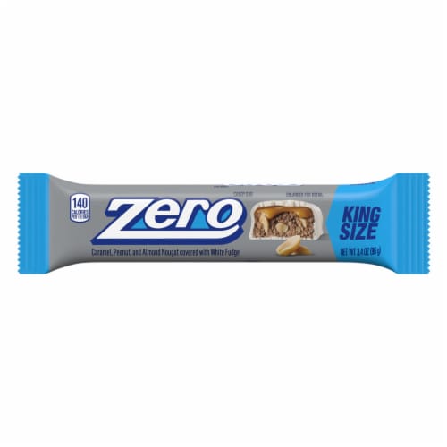 ZERO White Fudge Caramel Peanut Almond Nougat King Size Candy Bar Perspective: back