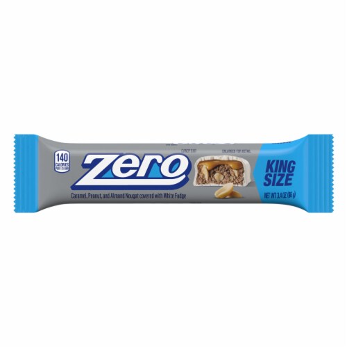 ZERO White Fudge Caramel Peanut Almond Nougat King Size Candy Bar Perspective: back