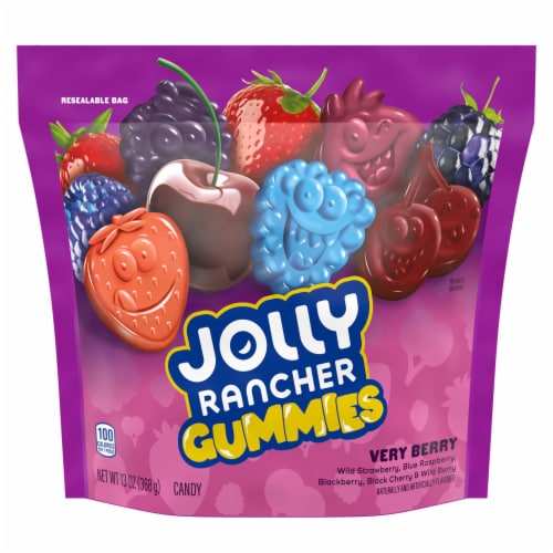 JOLLY RANCHER Gummies Very Berry Assorted Fruit Flavors Candy Resealable Bag Perspective: back