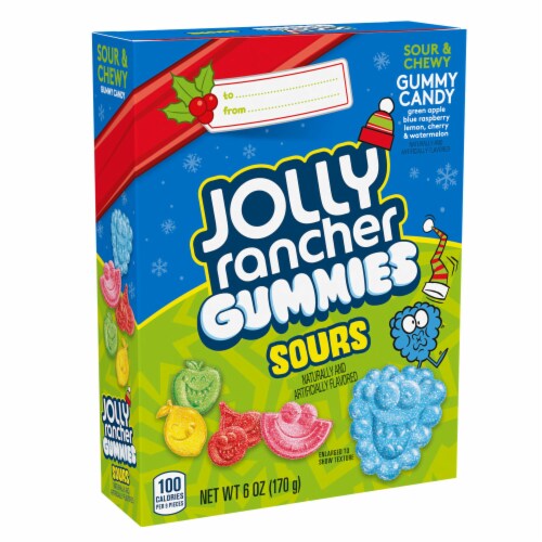 JOLLY RANCHER Gummies Sours Assorted Fruit Flavored Christmas Candy Gift Box Perspective: back