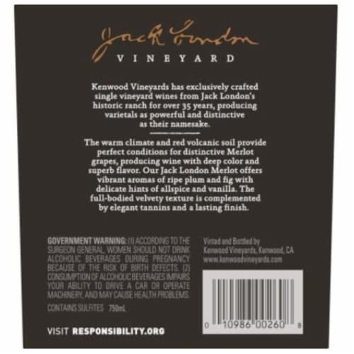 Kenwood® Jack London Merlot Perspective: back