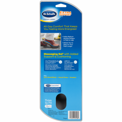Dr. Scholl's Men's Extra Support Insoles Size 8-14 Perspective: back