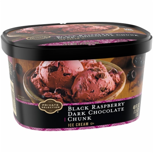 Private Selection® Black Raspberry Dark Chocolate Chunk Ice Cream Tub Perspective: back
