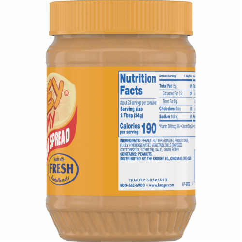 Kroger® Honey Creamy Roasted Peanut Spread Perspective: back