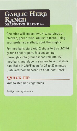 Kroger® Garlic Herb Ranch Seasoning Sticks Perspective: back